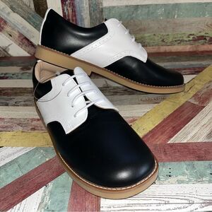 Elephantito Golfers Black & White Saddle Shoes Big Boys NWT Leather SZE 6